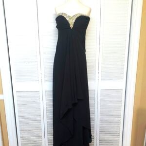 Faviana Elegant Sequin Black Strapless Prom Evening Dress Size 0